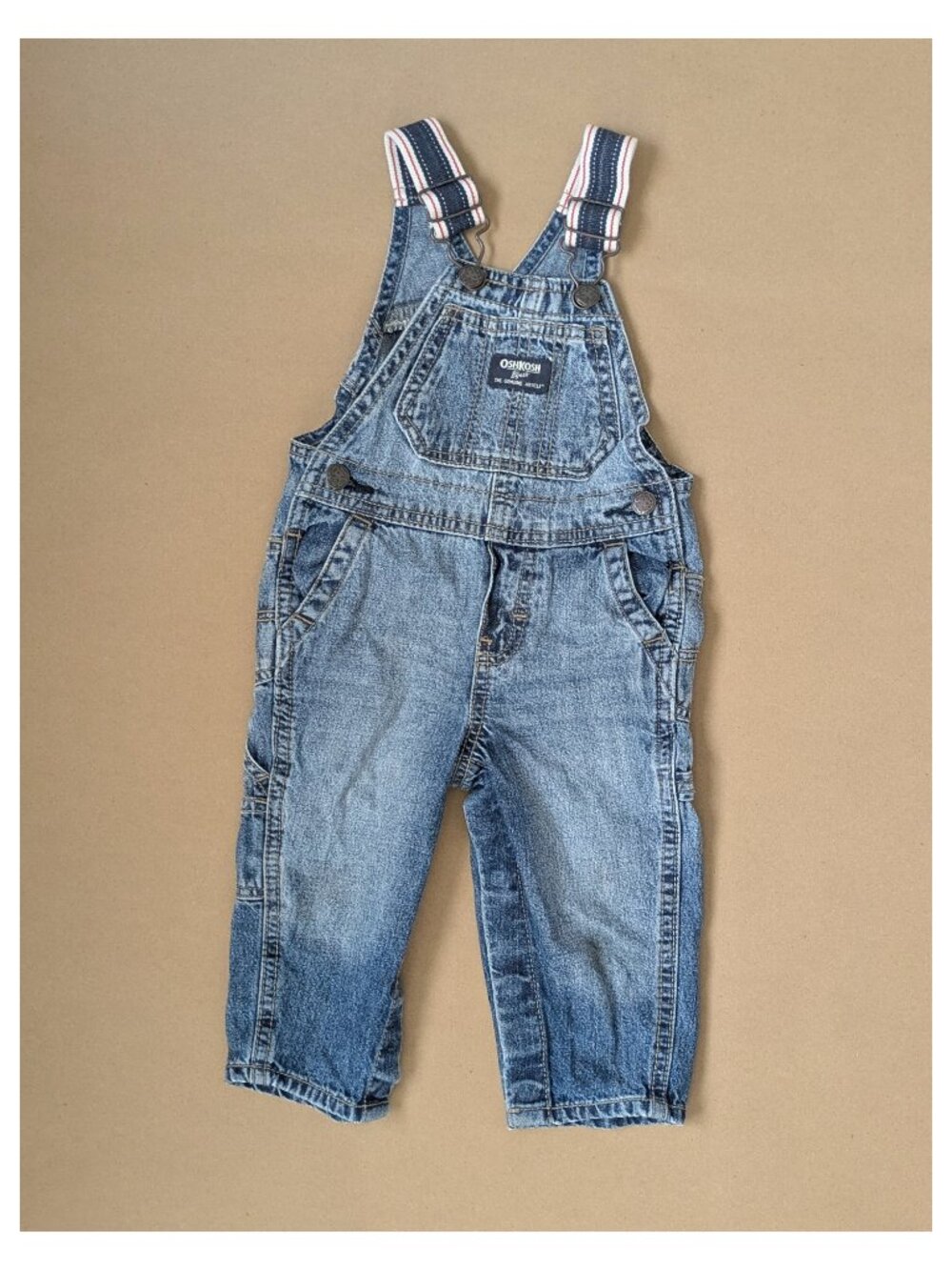 OshKosh Cotton Denim Overalls with Striped Straps